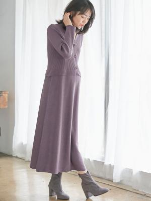 マタニティ ワンピース|レイヤード風ニットワンピース マタニティ・産後【出産後も長く使える】|パープル