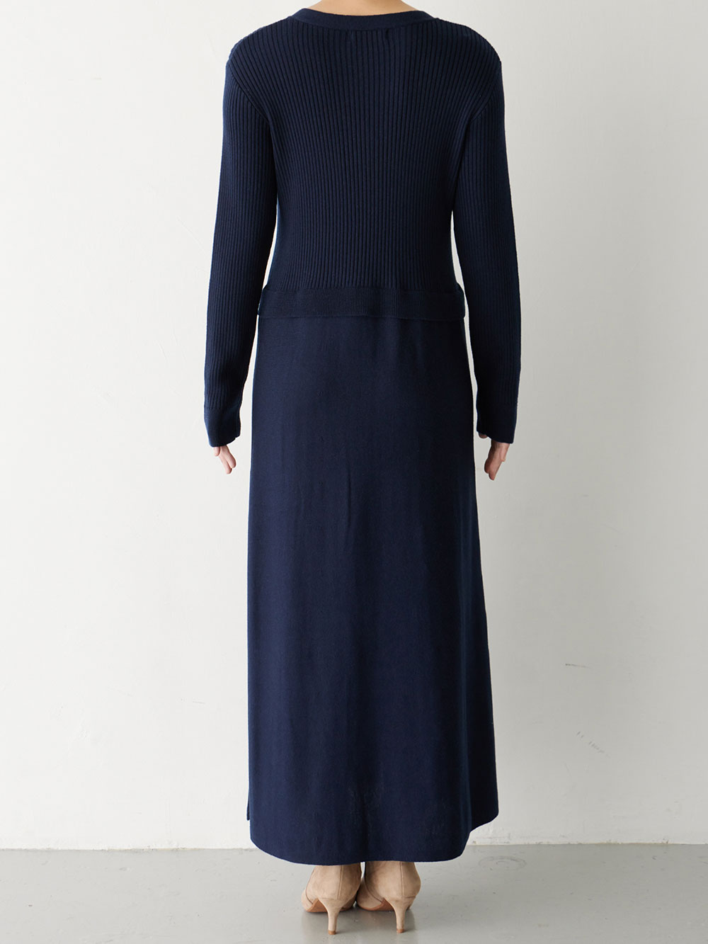 マタニティ ワンピース|レイヤード風ニットワンピース マタニティ・産後【出産後も長く使える】