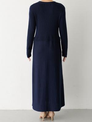 マタニティ ワンピース|レイヤード風ニットワンピース マタニティ・産後【出産後も長く使える】