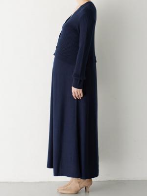 マタニティ ワンピース|レイヤード風ニットワンピース マタニティ・産後【出産後も長く使える】