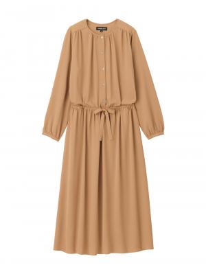 マタニティ ワンピース|ウエストドロストワンピース　マタニティ・産後【出産後も長く使える】|ベージュ