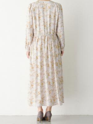 マタニティ ワンピース|ウエストドロストフラワープリントワンピース　マタニティ・産後【出産後も長く使える】