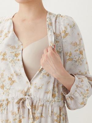 マタニティ ワンピース|ウエストドロストフラワープリントワンピース　マタニティ・産後【出産後も長く使える】