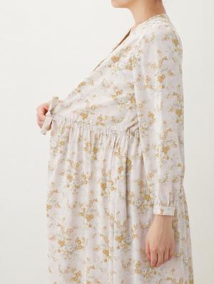 マタニティ ワンピース|ウエストドロストフラワープリントワンピース　マタニティ・産後【出産後も長く使える】