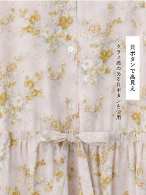 マタニティ ワンピース|ウエストドロストフラワープリントワンピース　マタニティ・産後【出産後も長く使える】