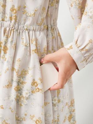 マタニティ ワンピース|ウエストドロストフラワープリントワンピース　マタニティ・産後【出産後も長く使える】