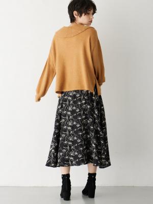 マタニティ スカート|フラワープリントフレアスカート　マタニティ・産後【出産後も長く使える】|グレー