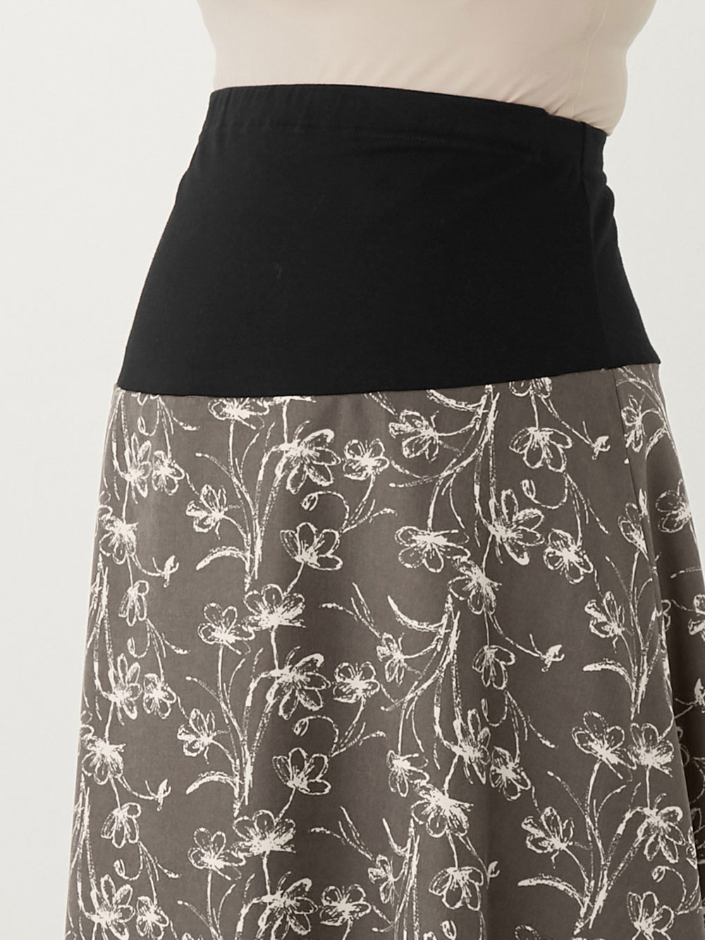 マタニティ スカート|フラワープリントフレアスカート　マタニティ・産後【出産後も長く使える】