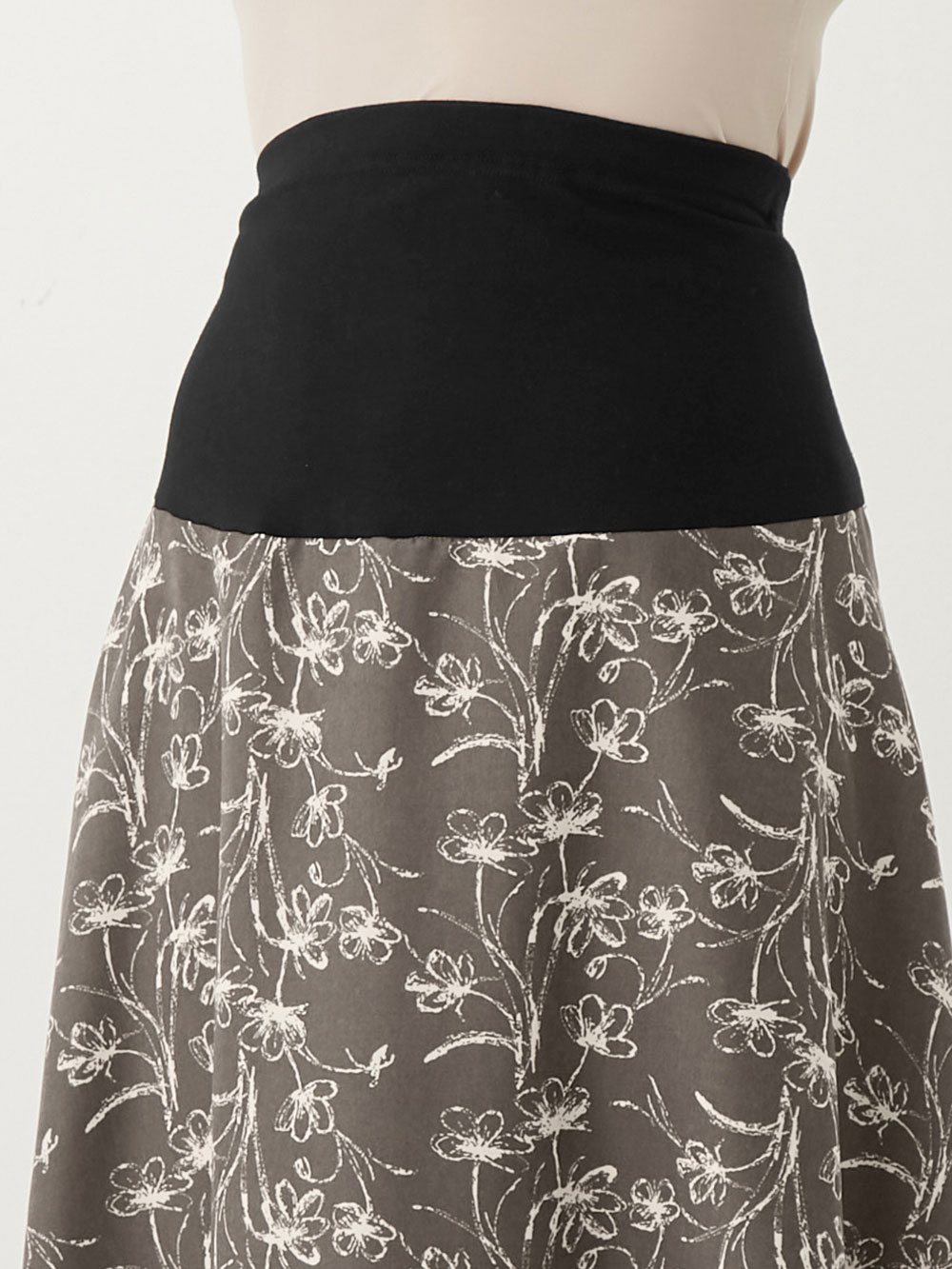 マタニティ スカート|フラワープリントフレアスカート　マタニティ・産後【出産後も長く使える】