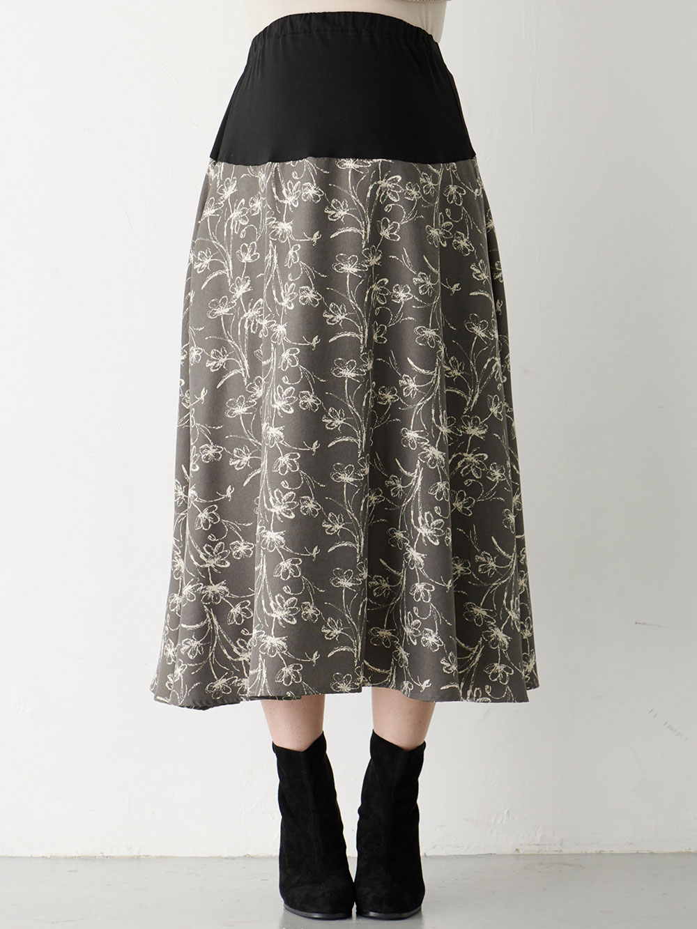 マタニティ スカート|フラワープリントフレアスカート　マタニティ・産後【出産後も長く使える】