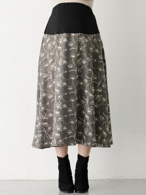 マタニティ スカート|フラワープリントフレアスカート　マタニティ・産後【出産後も長く使える】