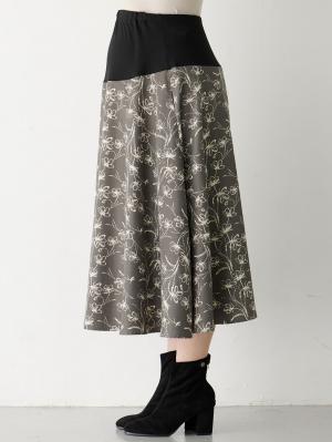 マタニティ スカート|フラワープリントフレアスカート　マタニティ・産後【出産後も長く使える】