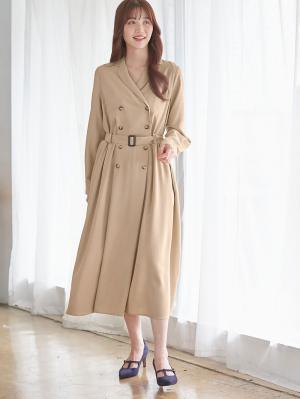 マタニティ ワンピース|トレンチワンピース　マタニティ・産後【出産後も長く使える】|ベージュ