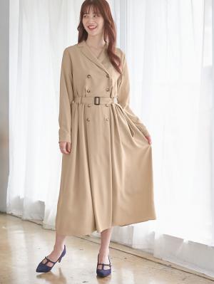 マタニティ ワンピース|トレンチワンピース　マタニティ・産後【出産後も長く使える】|ベージュ