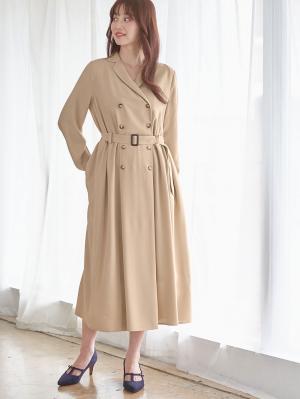 マタニティ ワンピース|トレンチワンピース　マタニティ・産後【出産後も長く使える】|ベージュ