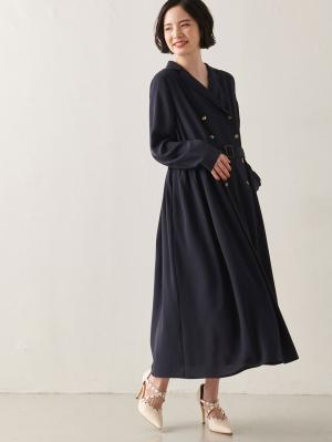 マタニティ ワンピース|トレンチワンピース　マタニティ・産後【出産後も長く使える】|ネイビー