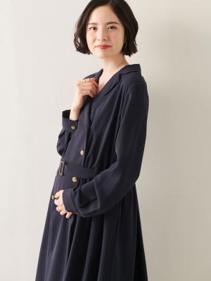 マタニティ ワンピース|トレンチワンピース　マタニティ・産後【出産後も長く使える】|ネイビー