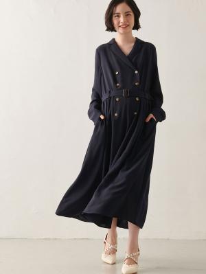 マタニティ ワンピース|トレンチワンピース　マタニティ・産後【出産後も長く使える】|ネイビー