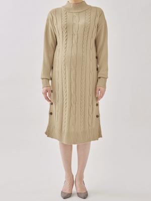 マタニティ ワンピース|ケーブルニットワンピース マタニティ・産後【出産後も長く使える】