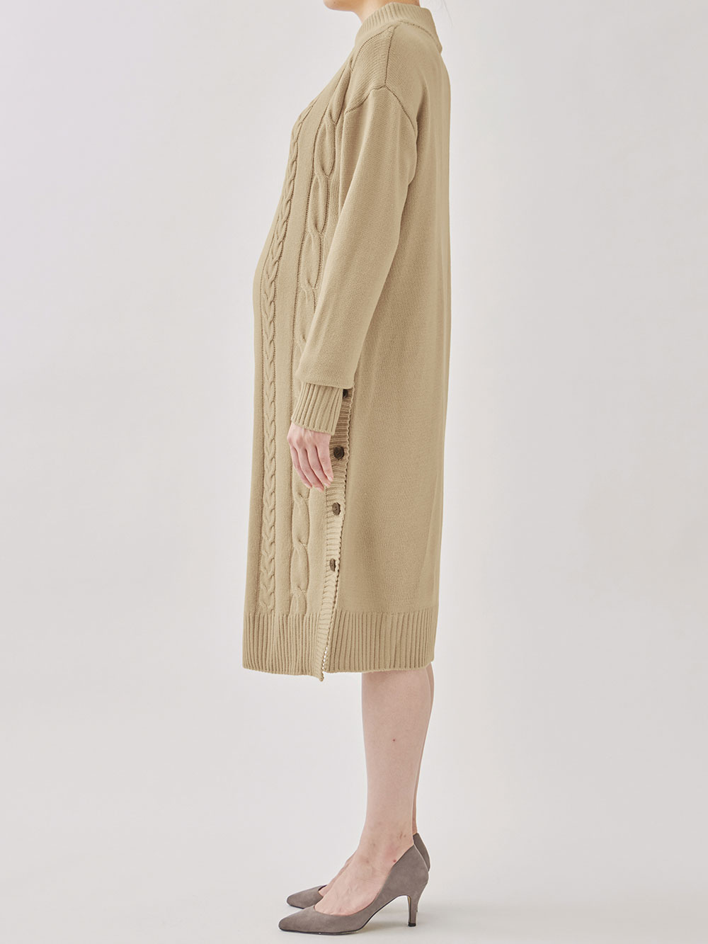 マタニティ ワンピース|ケーブルニットワンピース マタニティ・産後【出産後も長く使える】