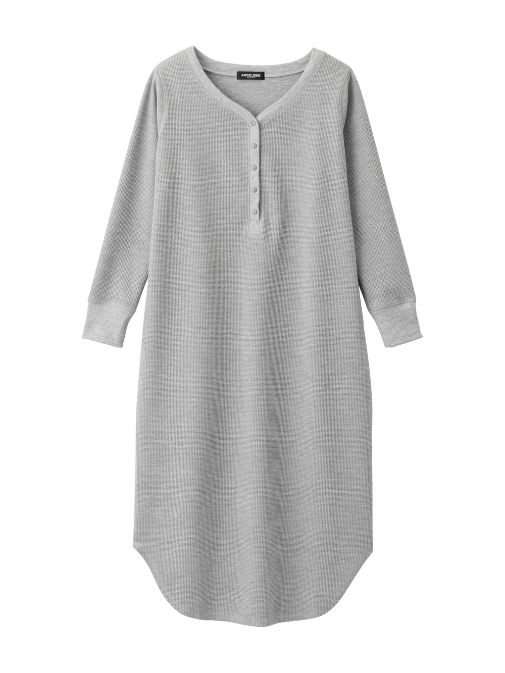 マタニティ ワンピース|ワッフルヘンリーネックワンピース　マタニティ・産後【出産後も長く使える】|杢グレー