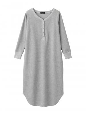 マタニティ ワンピース|ワッフルヘンリーネックワンピース　マタニティ・産後【出産後も長く使える】|杢グレー