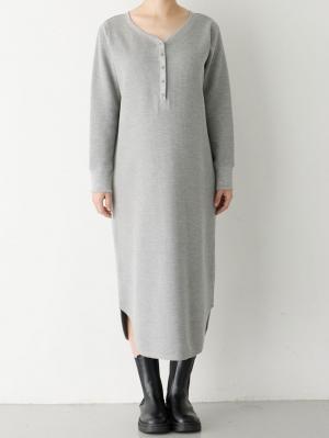 マタニティ ワンピース|ワッフルヘンリーネックワンピース　マタニティ・産後【出産後も長く使える】