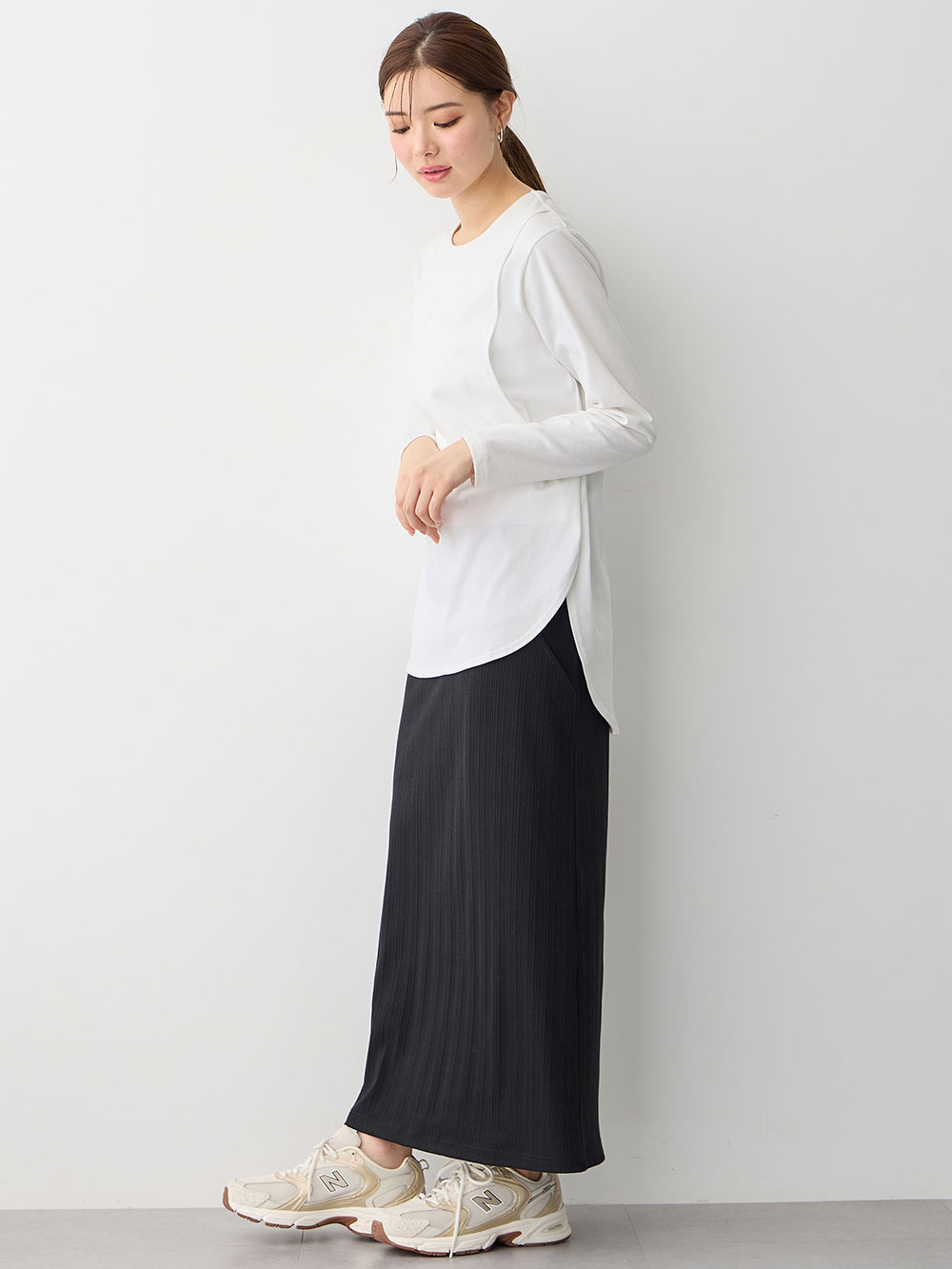 マタニティ トップス|カットソーシャツテールロンT マタニティ・産後【出産後も長く使える】|オフ