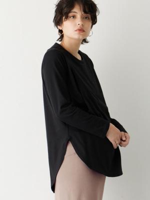 マタニティ トップス|カットソーシャツテールロンT マタニティ・産後【出産後も長く使える】|ブラック