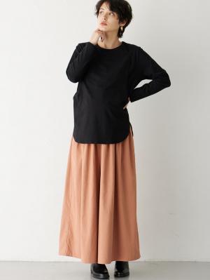 マタニティ トップス|カットソーシャツテールロンT マタニティ・産後【出産後も長く使える】|ブラック