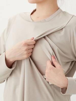 マタニティ トップス|カットソーシャツテールロンT マタニティ・産後【出産後も長く使える】