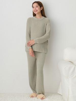 マタニティ トップス|やわらかニットサイドボタンプルオーバー　マタニティ・産後【出産後も長く使える】|カーキッシュベージュ