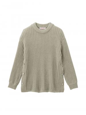 マタニティ トップス|やわらかニットサイドボタンプルオーバー　マタニティ・産後【出産後も長く使える】|カーキッシュベージュ