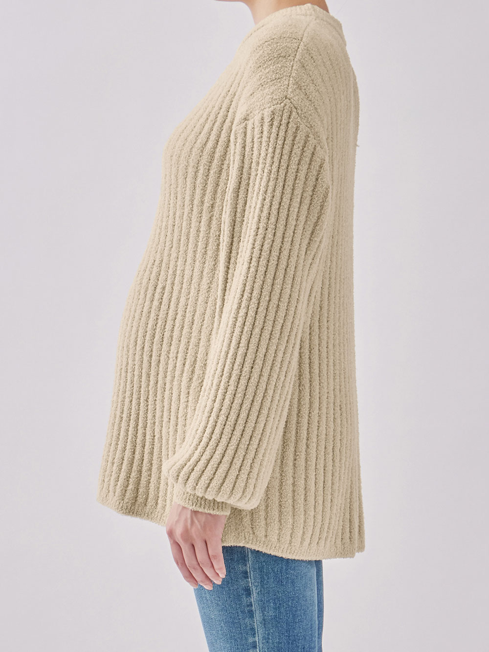 マタニティ トップス|やわらかニットサイドボタンプルオーバー　マタニティ・産後【出産後も長く使える】