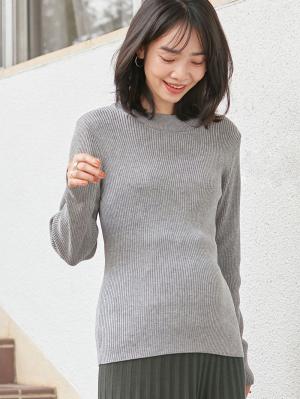 マタニティ トップス|【あったか～い。冬支度セール対象】リブニット　マタニティ・産後【出産後も長く使える】|杢グレー