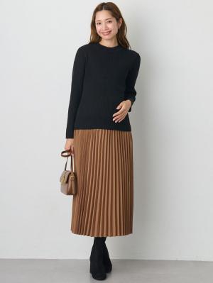 マタニティ トップス|【あったか～い。冬支度セール対象】リブニット　マタニティ・産後【出産後も長く使える】|ブラック