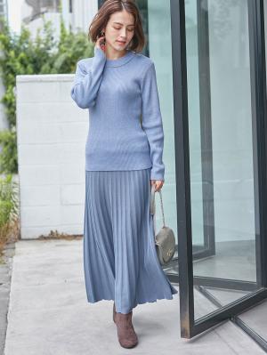 マタニティ トップス|【あったか～い。冬支度セール対象】リブニット　マタニティ・産後【出産後も長く使える】|ブルー