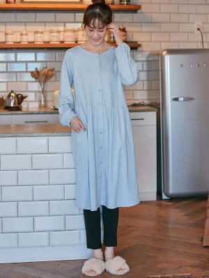 マタニティ パジャマ・ルームウェア|綿混やわらかスムース前開きワンピース×産後も使えるレギンスパジャマ【出産後も長く使える】