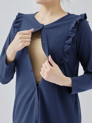 マタニティ パジャマ・ルームウェア|綿混やわらかスムースラッフルワンピ&産後も使えるレギンスパジャマ【出産後も長く使える】