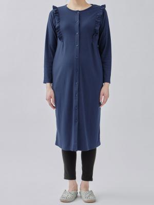 マタニティ パジャマ・ルームウェア|綿混やわらかスムースラッフルワンピ&産後も使えるレギンスパジャマ【出産後も長く使える】