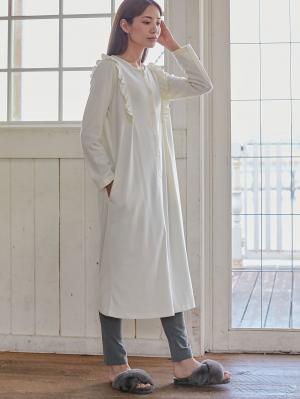 マタニティ パジャマ・ルームウェア|綿混やわらかスムースラッフルワンピ&産後も使えるレギンスパジャマ【出産後も長く使える】