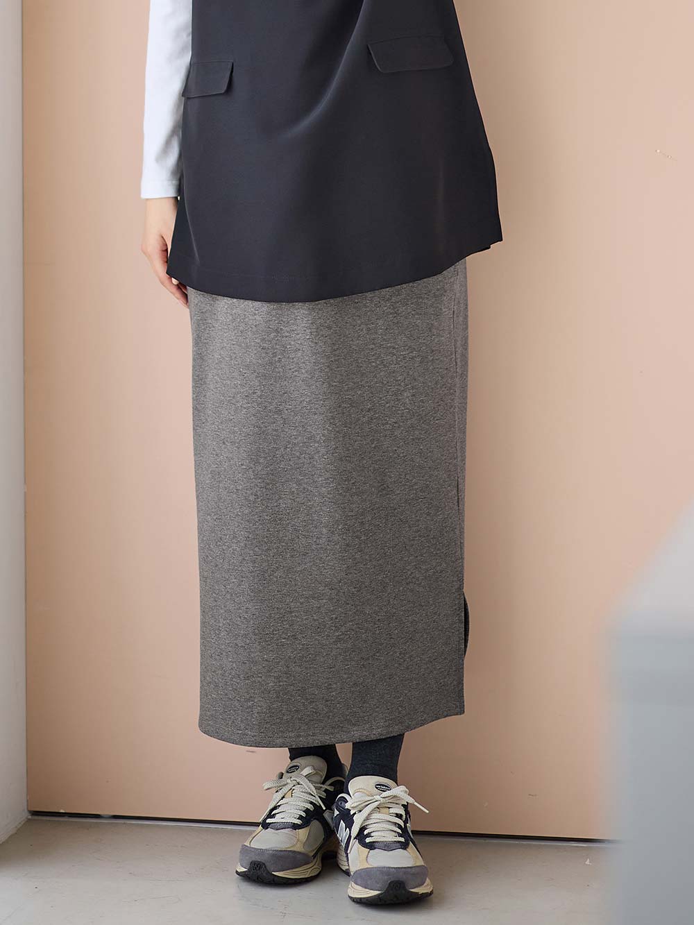 マタニティ スカート|【極暖】裏シャギーあったかタイトスカート　マタニティ・授乳服【出産後も長く使える】|杢チャコール