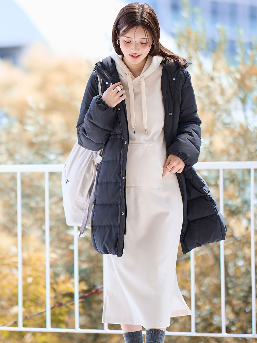 ベーシックライン】ダブルポケットパーカーワンピ ベーシックライン