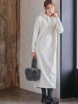 【極暖】裏シャギーあったかパーカーマキシワンピース【出産後も長く使える】10287