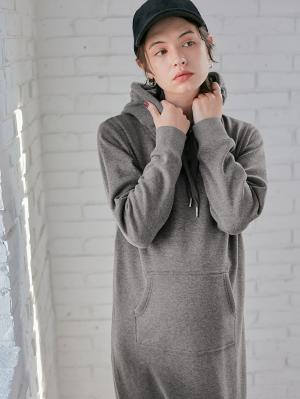 マタニティ ワンピース|【極暖】裏シャギーあったかパーカーマキシワンピース【出産後も長く使える】|杢チャコール