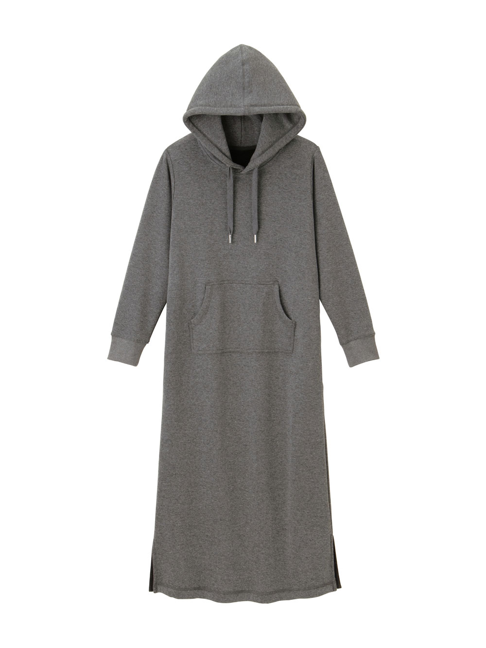 マタニティ ワンピース|【極暖】裏シャギーあったかパーカーマキシワンピース【出産後も長く使える】|杢チャコール