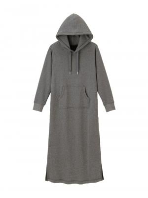 マタニティ ワンピース|【極暖】裏シャギーあったかパーカーマキシワンピース【出産後も長く使える】|杢チャコール