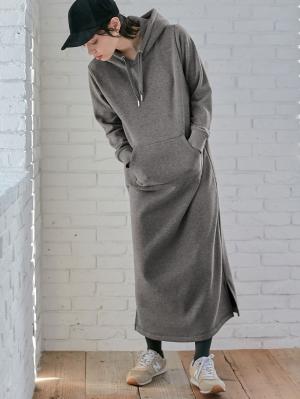 【極暖】裏シャギーあったかパーカーマキシワンピース【出産後も長く使える】10287