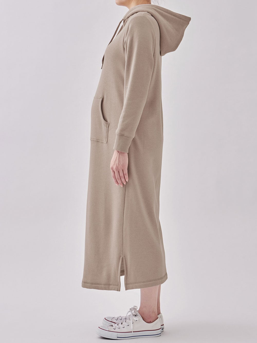 マタニティ ワンピース|【極暖】裏シャギーあったかパーカーマキシワンピース【出産後も長く使える】