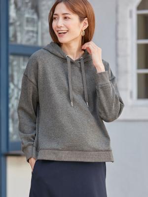 マタニティ トップス|【極暖】裏シャギーあったかパーカー【出産後も長く使える】|杢チャコール